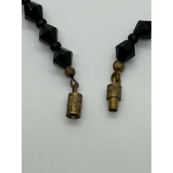 Antique Black Glass Beaded Necklace, 50 inches early 1900s  Flapper Length - Picture 11 of 13